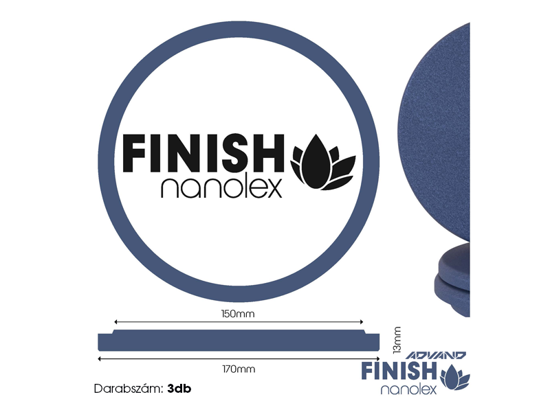 Nanolex polírszivacs NANOLEX Polishing Pad 170x13x150, Soft, Dark Blue 3db